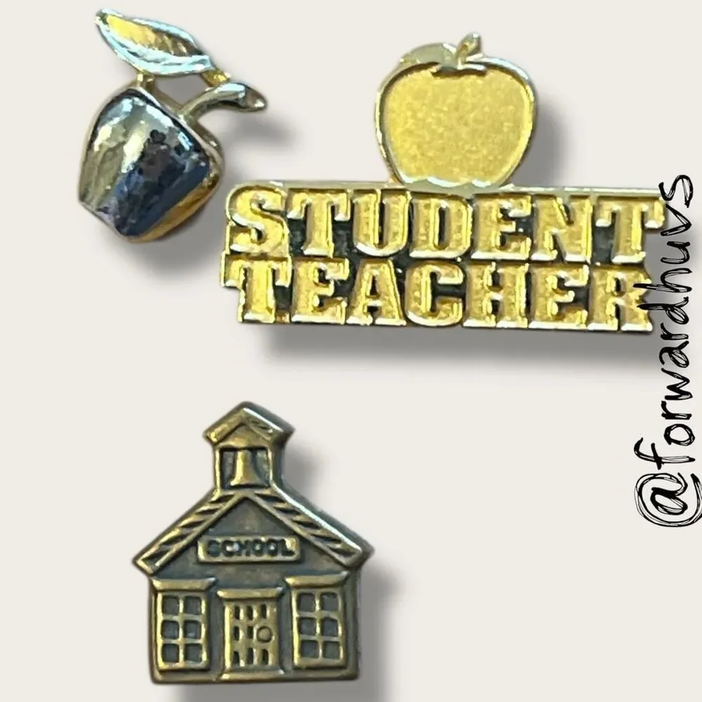 Vintage Education & Recognition Lapel Pins – Gold Tone – Set of 3